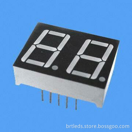 Dual-digit 7 Segment LED Display, 0.56 inch Blue Color, Common Anode, White Segment and Black Face